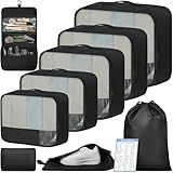 BAGAIL 9 Set Packing Cubes Luggage Packing Organizers for Travel Accessories (Black)