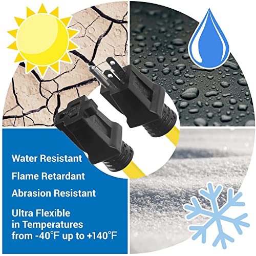 image for Clear Power 50 ft Heavy Duty Outdoor Extension Cord 12/3 SJTW, Water &