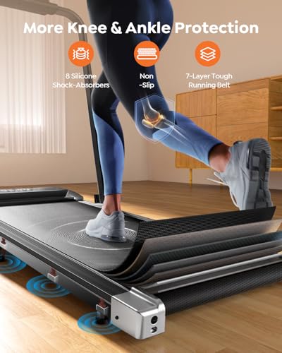 Image of Acezoe Walking Pad Treadmill with Incline, 2 in 1 Foldable Treadmills for Home Small Office, 300lbs Portable Compact Under Desk Treadmill with App, Remote Control and LED Display