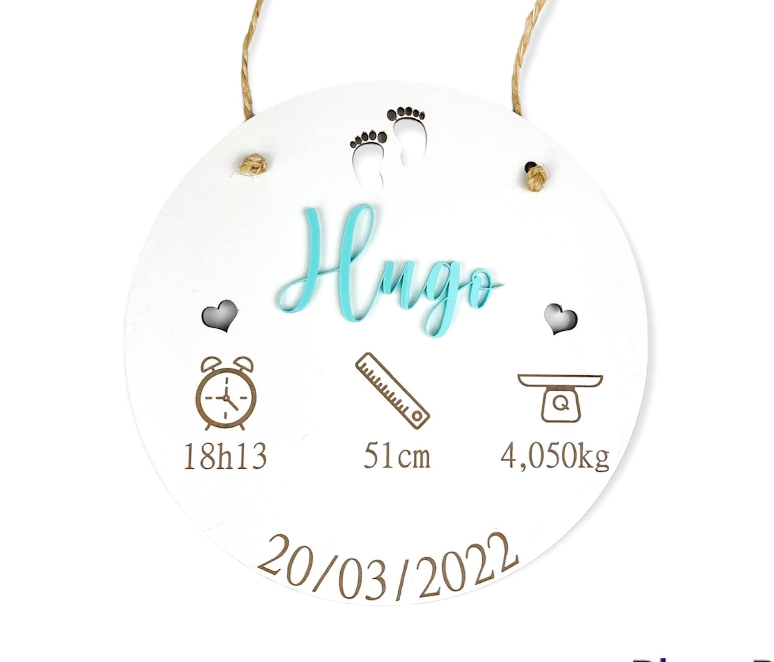 Natalicio personalizado en madera.Regalo bebe, recién nacido- Placa Natalicio Personalizada de Madera de haya- Cartel Nacimiento Nombre del Bebé – Decoración Habitación Infantil