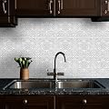 Alwayspon 10 Sheets Silver Metal 3D Peel and Stick Panel Backsplash Drop Ceiling Tiles, Self-Adhesive Wall Stickers Stick on Subway Tile for Kitchen Bathroom