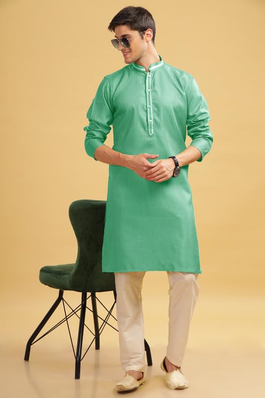Image of BE ACTIVE Cotton Jacquard Blend Kurta for Men | Traditional and Elegant Design | Full Sleeve Kurta