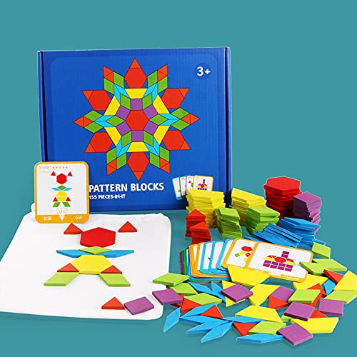 Mingzhe 155 peças de madeira padrão bloco de forma geométrica quebra-cabeça educação infantil brinqu