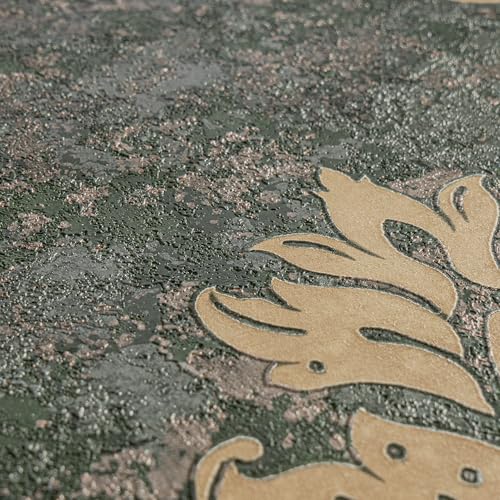 A.S. Création Livingwalls Metropolitan Stories 2 Vliestapete mit Ornamenten 0,53 x 10,05 m – Grün, Gold – elegante Barocktapete Made in Germany – 379011