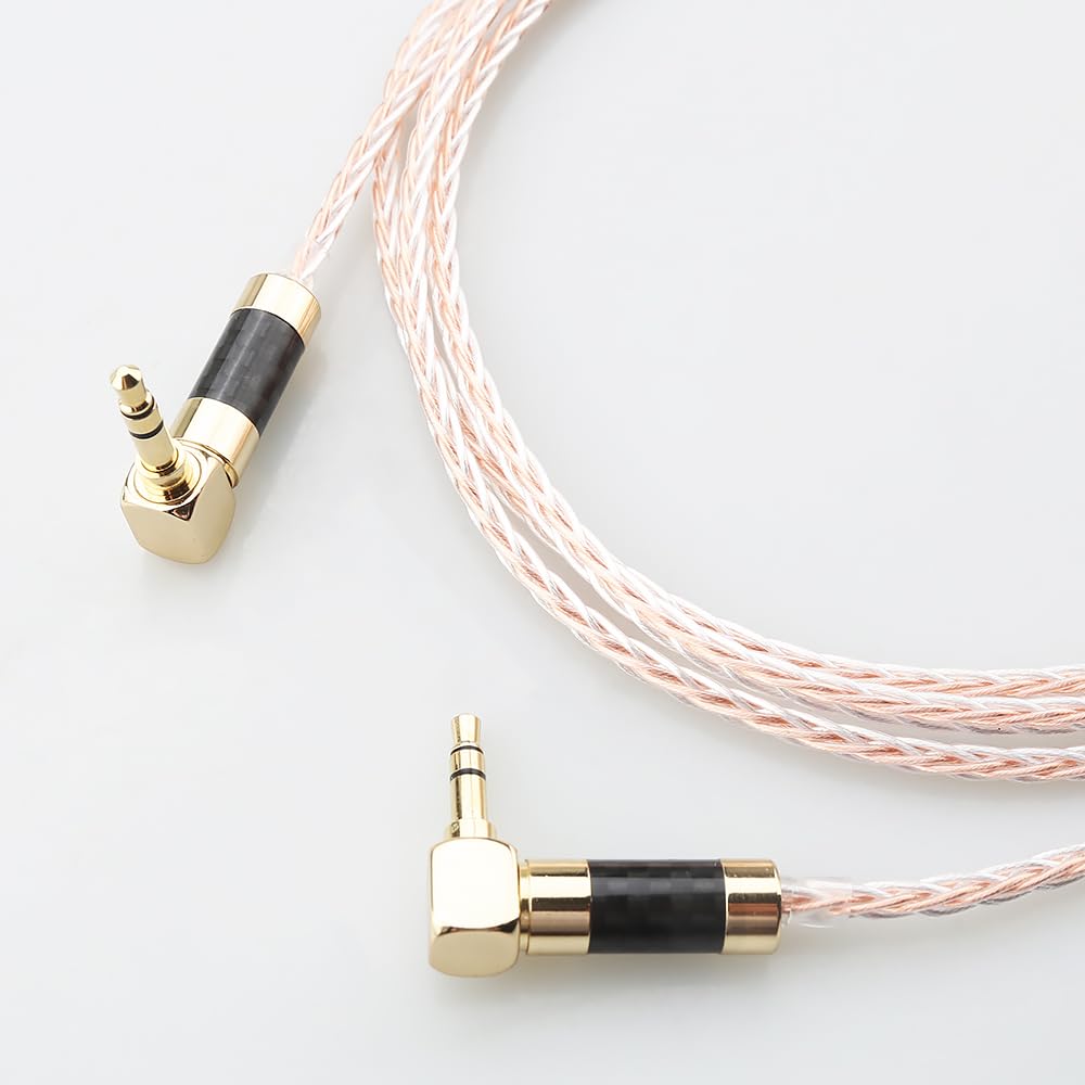 3,5-mm-Stereo-Aux-Audiokabel, kompatibel mit Telefon, MP3-Player, Auto-Headset, Lautsprecher, 24 K vergoldet, Stecker auf Stecker (rechtwinklig auf rechtwinklig, 1,5 m)