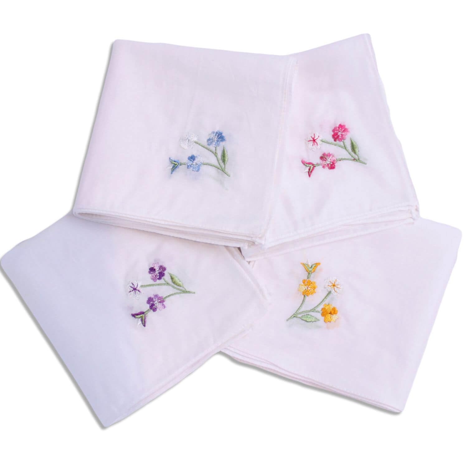 Westward Ho! Ladies White with Embroidery Handkerchief Superior 100% Cotton
