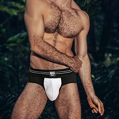 Men's Jockstrap Athletic Supporters 4-Pack Mesh Breathable Underwear(Multi, L(31"-33")) #TOP2