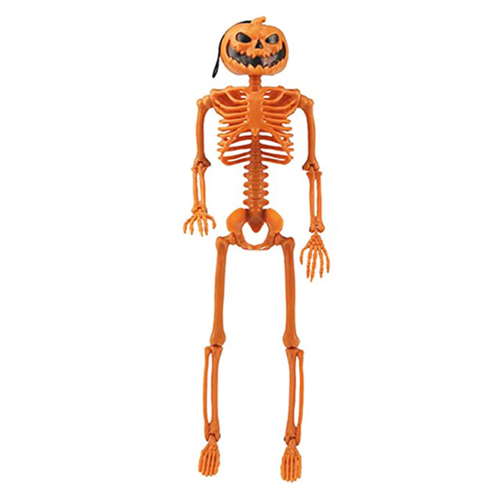 Virelynx 40cm Pumpkin Skeleton Decoration, Posable Jointed Skull Figurine