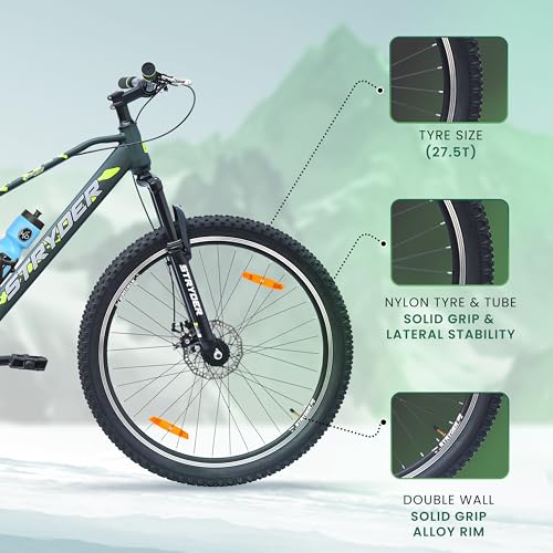 Image of Stryder 27.5T Magnet Mountain Cycle for Men & Women with Front Suspension and Dual Disc Brake | Single Speed Cycle - Ideal for 12+ Years (Frame: 17.5 Inches) (Forest Green::Green)