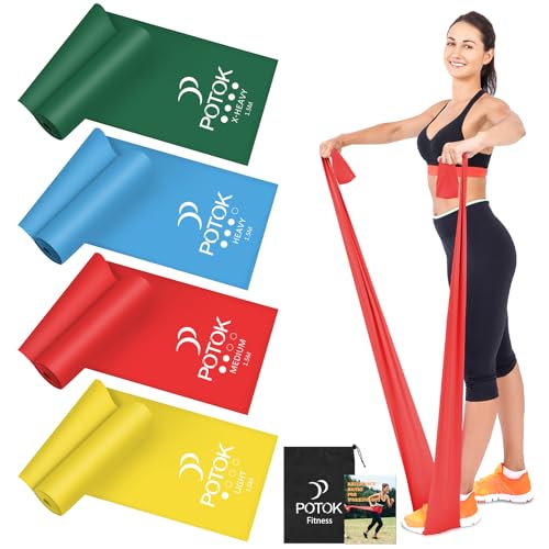 4er-Set Fitnessbänder mit 4 Widerstandsstufen, 1.5M Resistance Bands Gymnastikband mit Tragetasche...