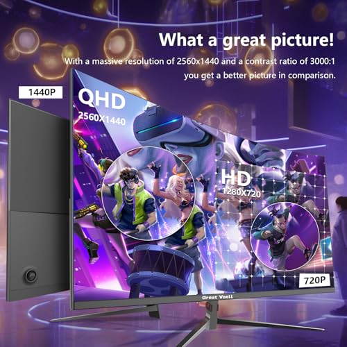 27 pollici Gaming Monitor curvo 1440P (2560 * 1440), 2K, 165HZ, Anti-Blue Light Eye Protection, compatibile VESA-100 * 100mm, inclinabile, con FreeSync, supporto HDR, HDMI+DP, 16:9 - Monitor - Immagine 4