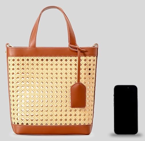 Bolso Tote de Ratán para Mujer Bolso de Playa de Paja miniatura 6