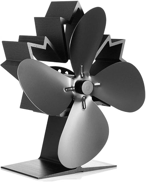 CRSURE 4 Blades Woodburner Stove Fan Wood & Log Burner Fan and Fireplace Fan Stove Top Fan/Eco Friendly/Efficient Heat Distribution for Large Room(Black)