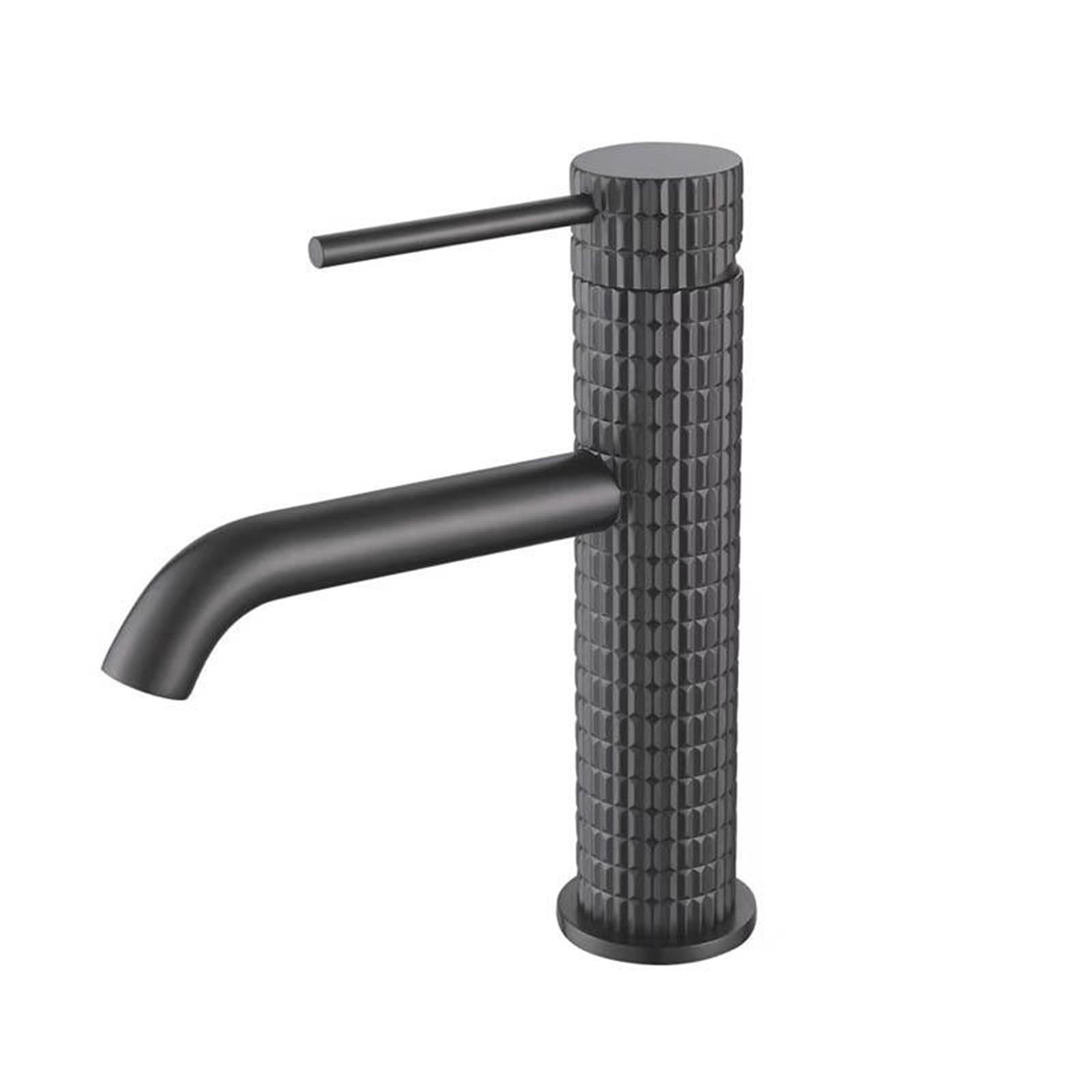 Robinet de bassin eau chaude et froide gris avec mitigeur lavabo monotrou