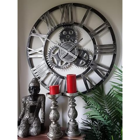 76cm Large Rustic Metal Skeleton Wall Clock Cover