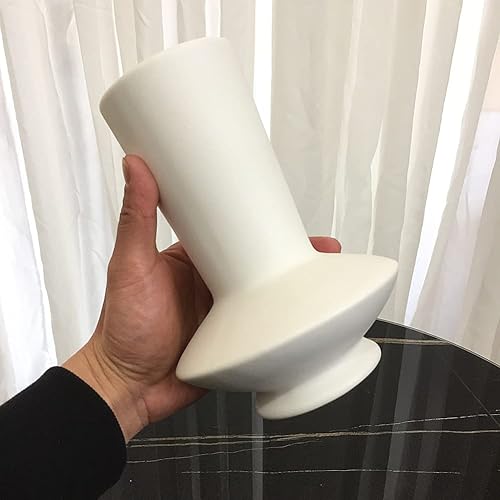 Miniatura 6 de White Ceramic Vase Nordic Minimalist Style Decor for Countertop Center Dresser Kitchen Living Room Home Decor White Matte Abstract Vase (White 666)