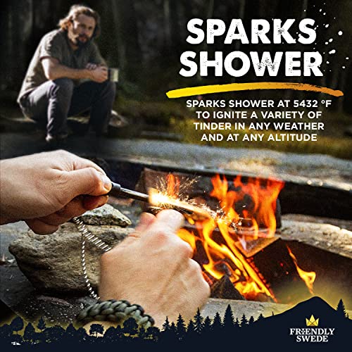The Friendly Swede Ferro Rod Fire Starter Sticks, Easy Grip Flint and Steel Fire Starter Kit, Fire Starter Survival Tool, Ferro Rods, Flint Fire Starter, Camping Fire Starter, Fire Steel (2 Pack) - Image 5