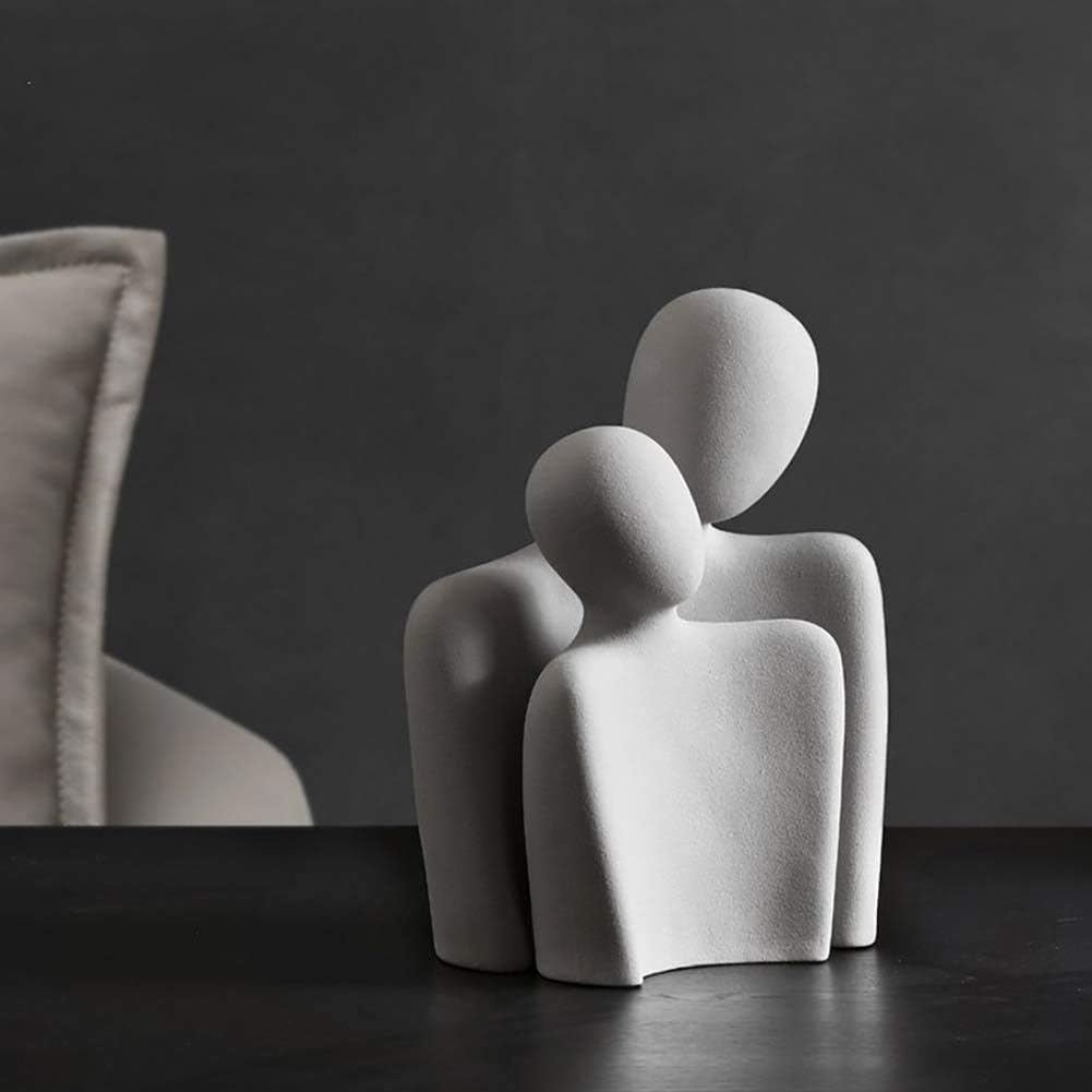 Abstrakcyjna figura statuetka, prezenty dla par, ceramiczna rzeźba dla pary, kreatywna statuetka miłości, ozdoba, figurka do salonu, sypialni, biura, dekoracja (szara)
