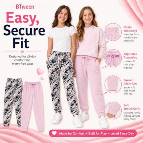 Image of BTween Girls 3 Pack Velour Jogger Pant Set Solid, Tie Dye or Camo Sweatpants for Girls