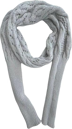 Scarf with Sleeves for Women,Wrap Sweater,Shrugs for Women,Women's Knitted Double Sleeve Scarf,Knitted Cable Wrap(Light Gray) 6