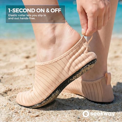 Image of SEEKWAY Water Shoes Women Men Adult Quick-Dry Aqua Socks Barefoot Non Slip for Beach Swim River Pool Lake surf Black SK002(U)