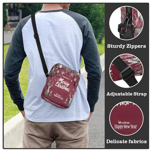 MCHIVER Small Messenger Bag Merry Christmas Crossbody Bag for Men Women Cell Phone Pouch Purse for Concert Beach Travel4