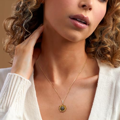 Image of Ross-Simons 1.70 ct. t.w. Citrine and .80 ct. t.w. Smoky Quartz and .10 ct. t.w. White Topaz Sunflower Pendant Necklace in 18kt Gold Over Sterling. 18 inches