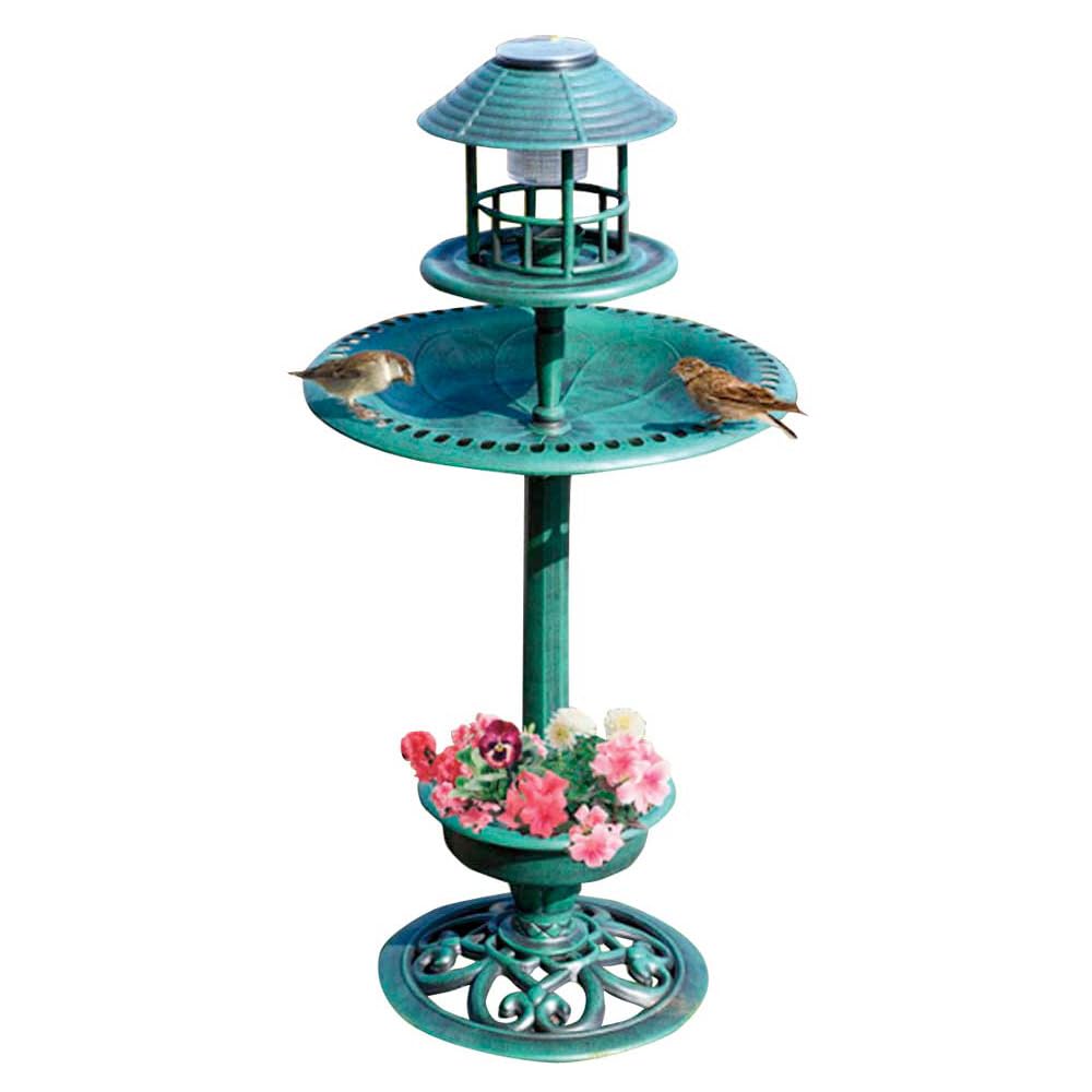 Easylife 4-in-1 Solar Bird Hotel, Feeder and Bird Bath for Garden, Solar Light Garden Decor and Planter, H95cm x Dia.44cm, Outdoor Decor - Fully Guaranteed