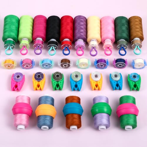 Image of 232Pcs Bobbin Clips Thread Buddies Set, 100 Long Bobbin Clamps Thread Holder, 32 Sewing Spool Huggers Clips,80 Quilting Clip, 20 Bobbins Clamps for Quilting Sewing Machine Spool Organizing