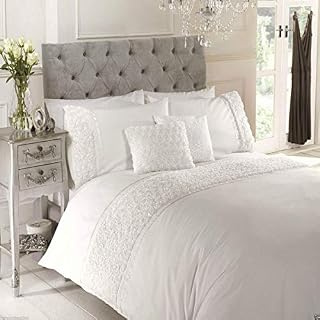 Balmoral Double Duvet Cover & 2 Pillowcase Bedding Bed Set White