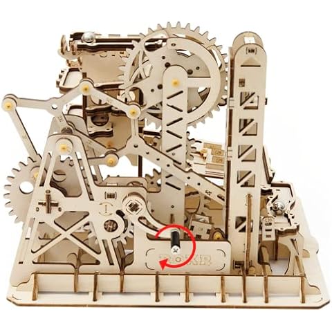 ROKR 3D Model Kits For Adults to build Marble Run,3D Wooden Puzzle,Gift for Men Kids Marble Climber (LG504) Cover