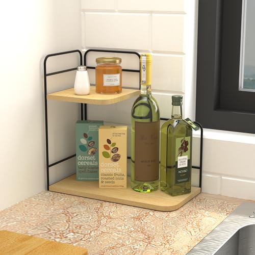 Vanfun VF0021 2-Tier Bathroom Counter Organizer, Wood Bathroom Organizer Countertop, Corner Bathroom Shelf, Corner Skincare Organizers, Makeup Organizer For Vanity Storage, Bathroom Counter Storage（Rectangle） thumb #5