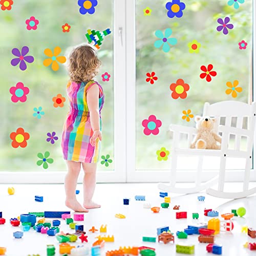 Superdant 60 Pcs 10 Colorful Flower Wall Decal Cute Petal Pvc Wall Self-Adhesive Stickers Removable Wall Art For Girl's Room Nursery Kindergarten Window Decoration #TOP3