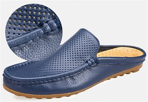 Slippers for Men Leather Low Top Porosity Round top Loafers Lightweight Flat Heel Comfort Drive Shoes Casual Walking Non-Slip Traveling Shoes2
