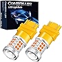 Combriller 3157 LED Bulb Amber Yellow Super Bright, 3056 3156 3057 3157 led bulb for led reverse lights turn signal bulb brake light bulb tail light bulb parking light bulb, pack of 2