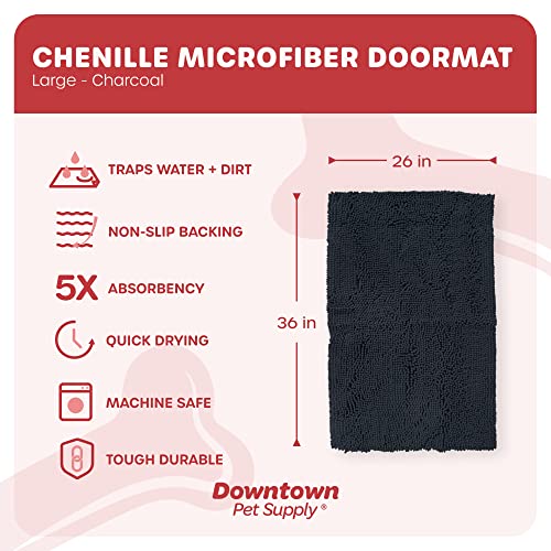 My Doggy Place Microfiber Dog Mat For Muddy Paws, 36 X 26 Charcoal - Absorbent And Quick-Drying Dog Paw Cleaning Mat, Washer And Dryer Safe - Non-Slip Rubber Backed Dog Floor Mat, Large #TOP1