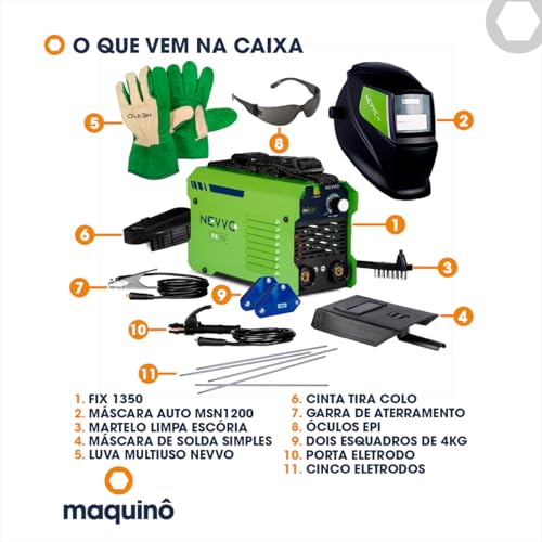 Máquina Inversora De Solda Fix1350 220v 120a Mma Tig NEVVO + Kit Solda Completo