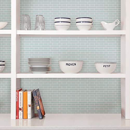 In Home Nh2361 Sea Glass Peel & Stick Backsplash Tiles, Blue #TOP5
