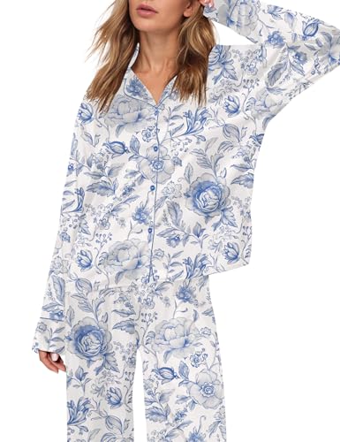SHESHOW Satin Pajamas for Women Set Long Sleeve Button Down Animal Print Pjs Sets 2 Piece Loungewear Sleepwear XS-XXL2