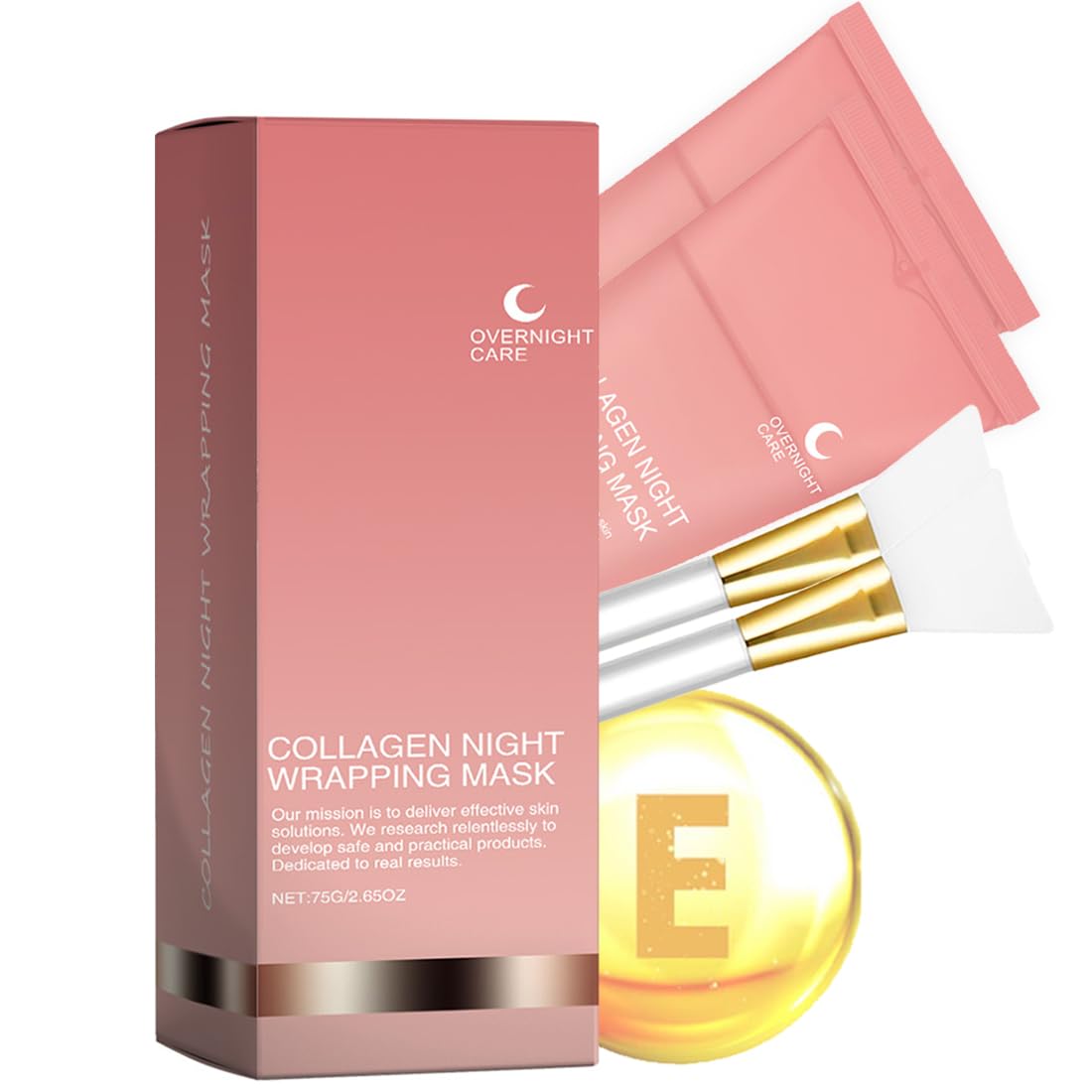 2 Pack Collagen Night Wrapping Mask, Collagen Face Mask Overnight Peel-Off for Deep Hydration & Skin Elasticity