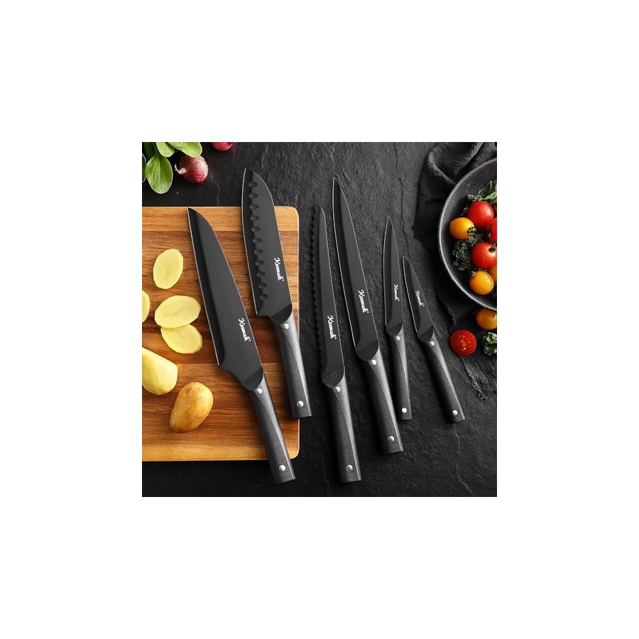 Keewah-Knife-Set-15-Piece-Kitchen-Knives-set-with-Block-Black Keewah Knife Set, 15 Piece Kitchen Knives set with Block, Black