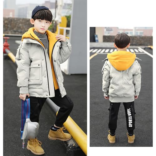 Boy's Hooded Jacket Winter Puffer Coats Zip Windbreaker Warm Outerwear for 3-12 Years3