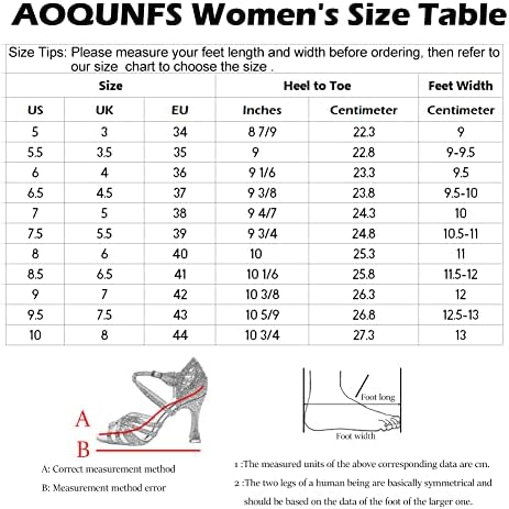 AOQUNFS Rhinestones Latin Dance Shoes Salsa Ballroom Practice Performance Dance Shoes for Women, Brown, L357-7.5,US5.5