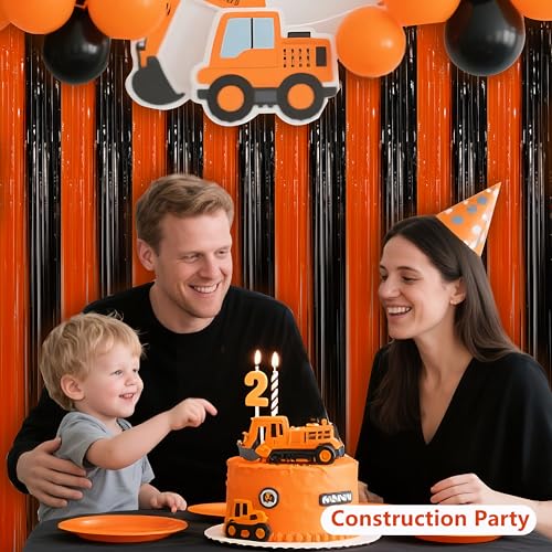 Image of BEISHIDA Black Orange Door Streamers Backdrop Foil Fringe Tinsel Party Streamers Curtains Photo Backdrop - 2Pcs for Birthday Graduation Halloween Party Decoations