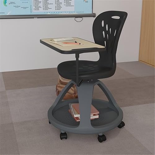 Miniatura 2 de Flash Furniture Laikyn Silla de escritorio móvil negra con rotación de tableta de 360 grados y compartimento de almacenamiento debajo del asiento