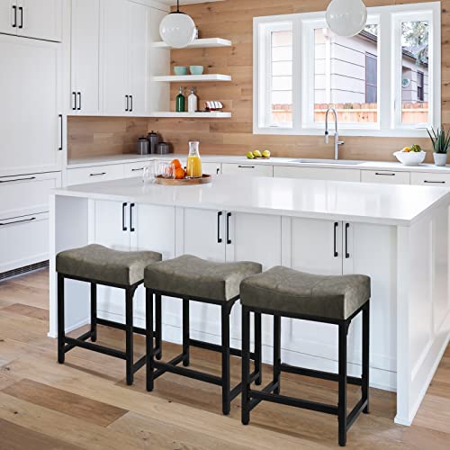 Flyzc Counter Height Bar Stools Set Of 2,24 Inch Stools For Kitchen Counter With Soft Cushion Bar Stools And Barstools Steel Frame, Counter Stools For Room, Bar, Kitchen Support 300 Lbs(Grey) #TOP1