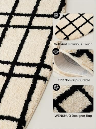 Tapete ovalado WENSHUO 47.3" x 17.72" negro y blanco miniatura 4