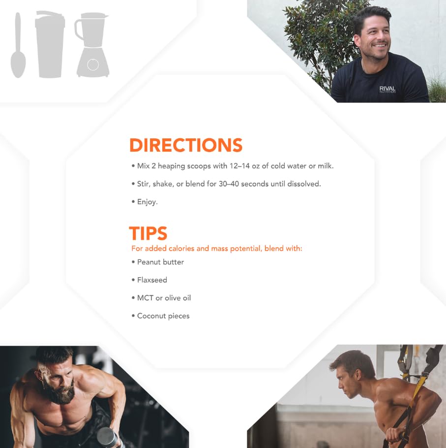 Rival Nutrition Clean Gainer Protein Powder – 5LB Chocolate Fudge – High Protein Lean Mass & Weight Gainer | 580 Calories, 30g Protein, 101g Multi-Source Carbs, No Artificial Ingredients – 15 Servings