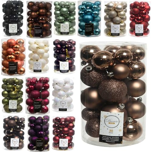 LS-LebenStil 30 Weihnachtskugel Braun Espresso 4cm 5cm 6cm...