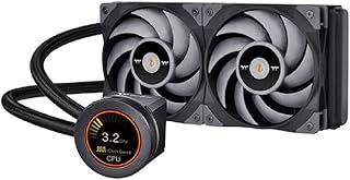 Thermaltake TOUGHLIQUID Ultra 240 AIO Liquid Cooler AMD(AM5/AM4) Intel(LGA 1700/1200) 2.1 Inch Rotational LCD Display 2500RPM Radiator Fan TT RGB Plus/Alexa/Razer Chroma Enabled CL-W322-PL12GM-B,Black